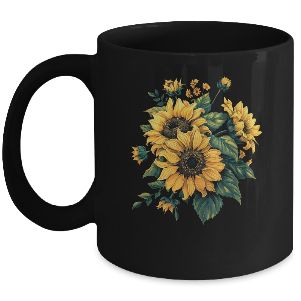 Yellow Sunflowers Cute Summer Flowers Floral Positivity Mug | teecentury