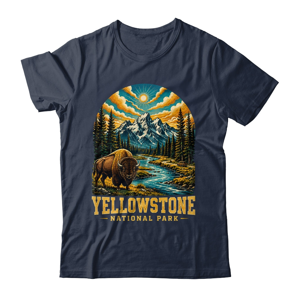 Yellowstone National Park Bison Sunset Mountain Adventure Shirt & Tank Top | teecentury