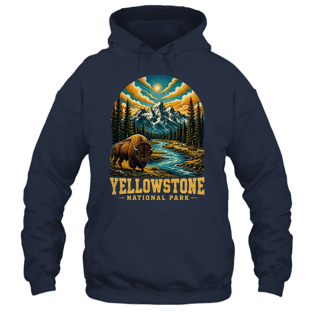 Yellowstone National Park Bison Sunset Mountain Adventure Shirt & Tank Top | teecentury