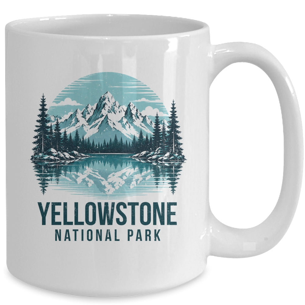 Yellowstone National Park Retro Mountain Lake Outdoor Hiking Mug | teecentury