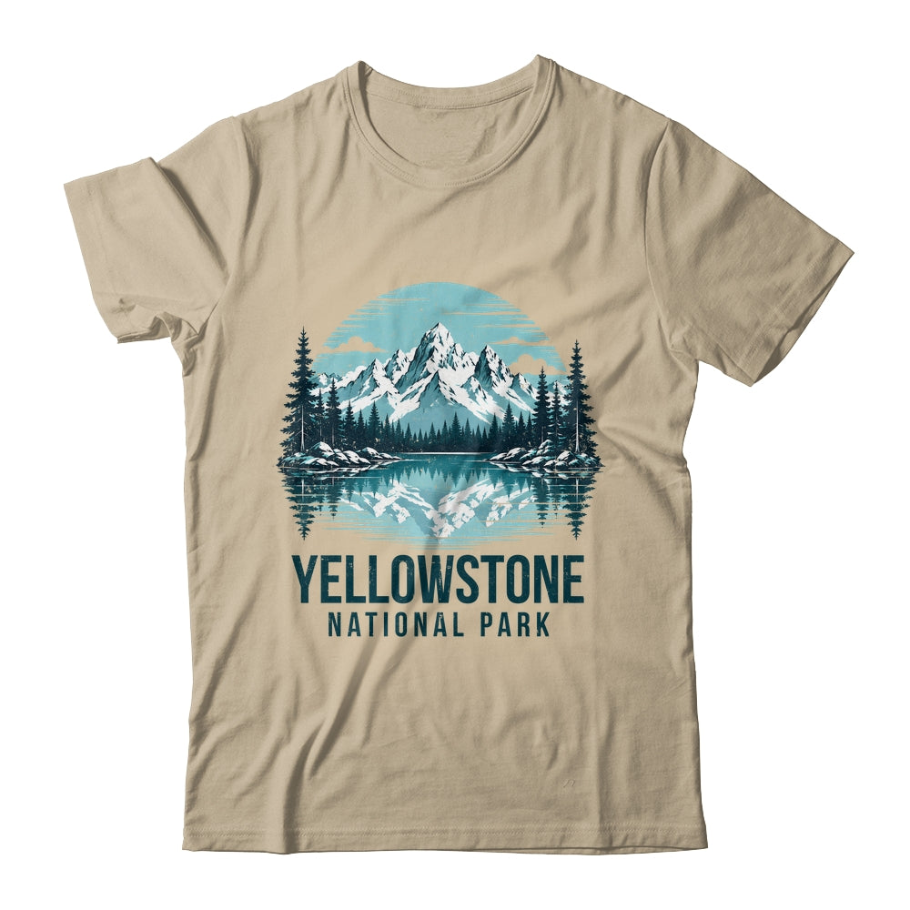 Yellowstone National Park Retro Mountain Lake Outdoor Hiking Shirt & Tank Top | teecentury