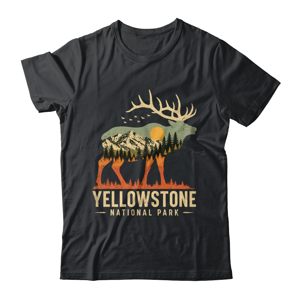 Yellowstone National Park Retro Outdoor Vintage Mountain Elk Shirt & Tank Top | teecentury