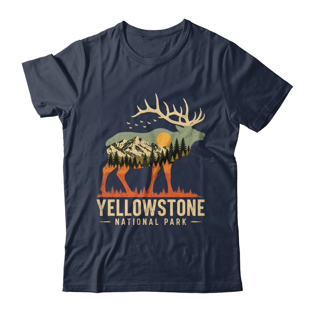 Yellowstone National Park Retro Outdoor Vintage Mountain Elk Shirt & Tank Top | teecentury