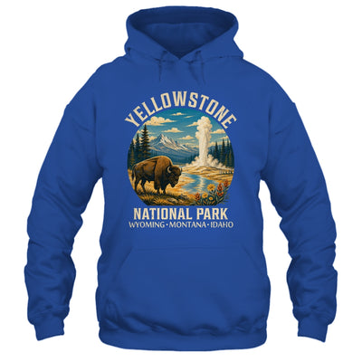 Yellowstone National Park Vintage Bison Geyser Camping Shirt & Tank Top | teecentury