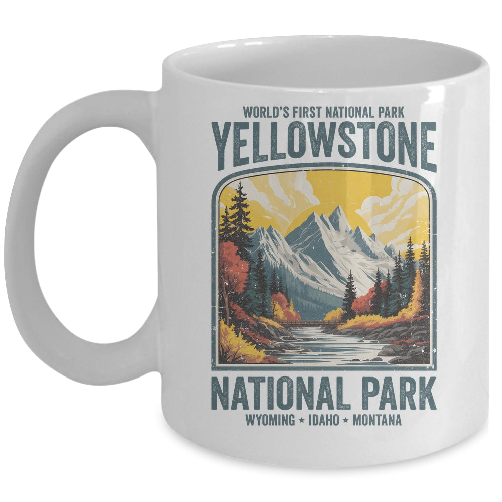 Yellowstone National Park Vintage Hiking Camping Nature Mug | teecentury