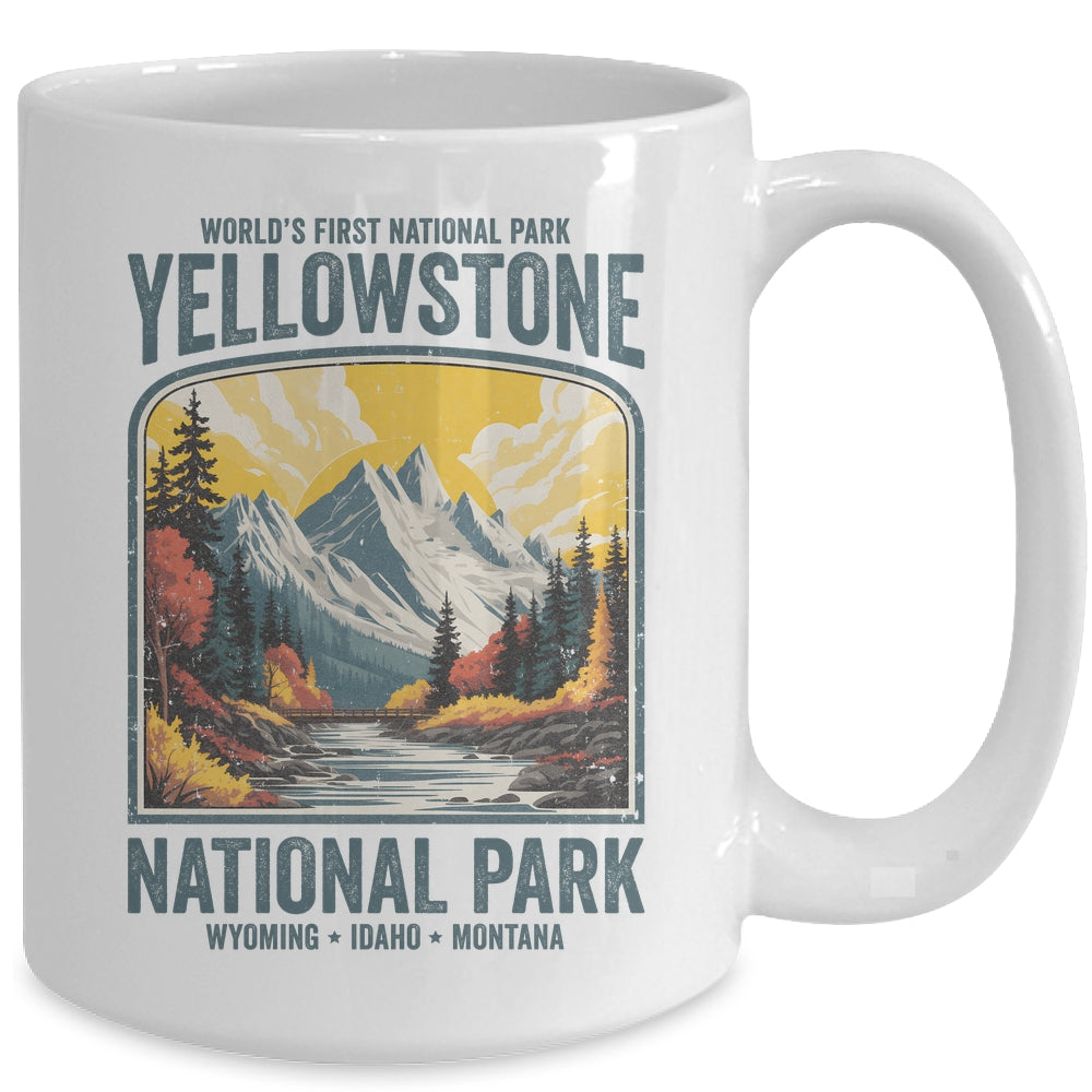 Yellowstone National Park Vintage Hiking Camping Nature Mug | teecentury