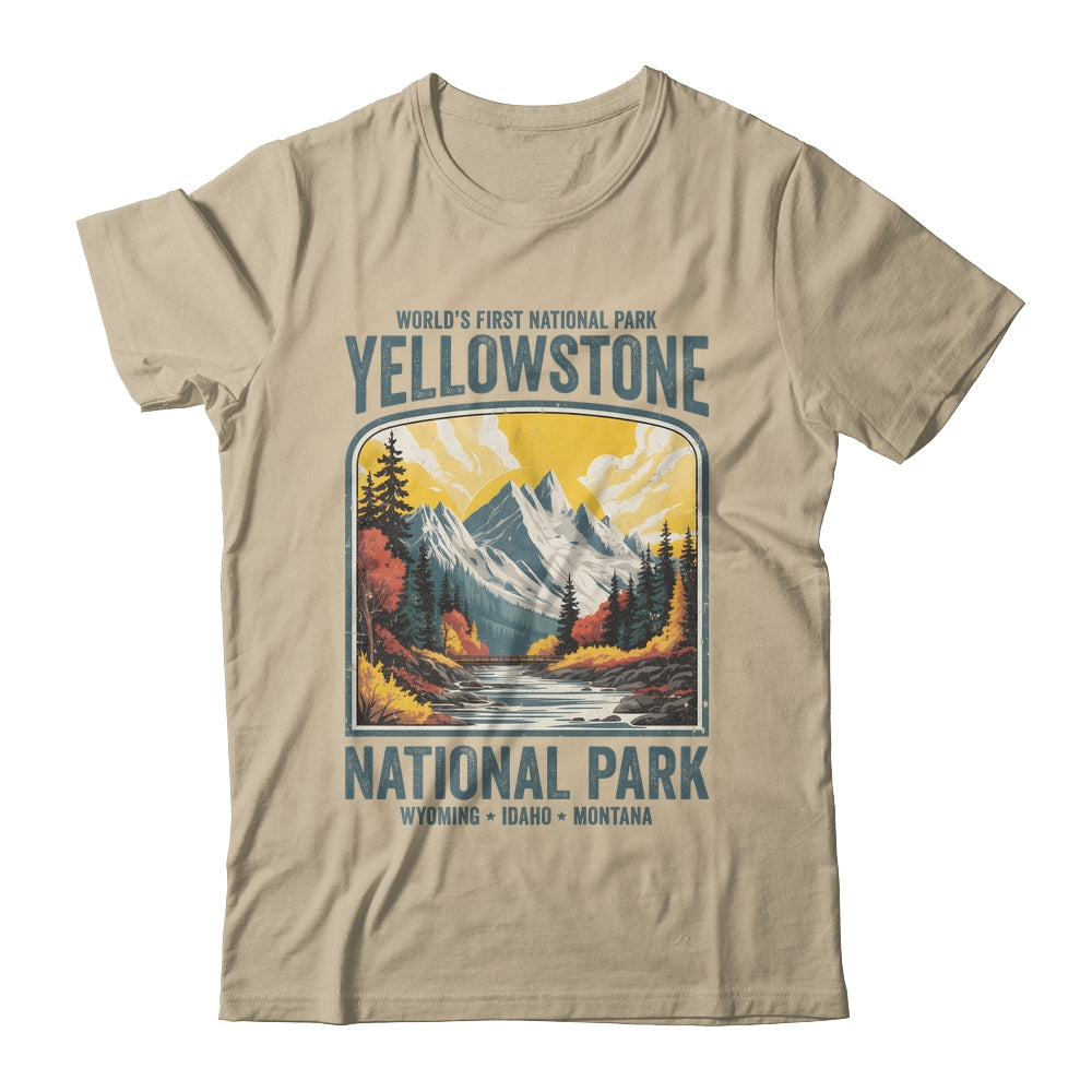 Yellowstone National Park Vintage Hiking Camping Nature Shirt & Tank Top | teecentury