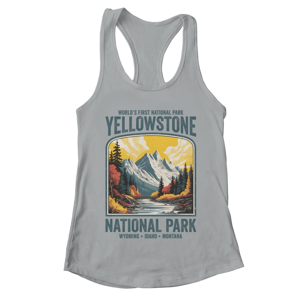 Yellowstone National Park Vintage Hiking Camping Nature Shirt & Tank Top | teecentury