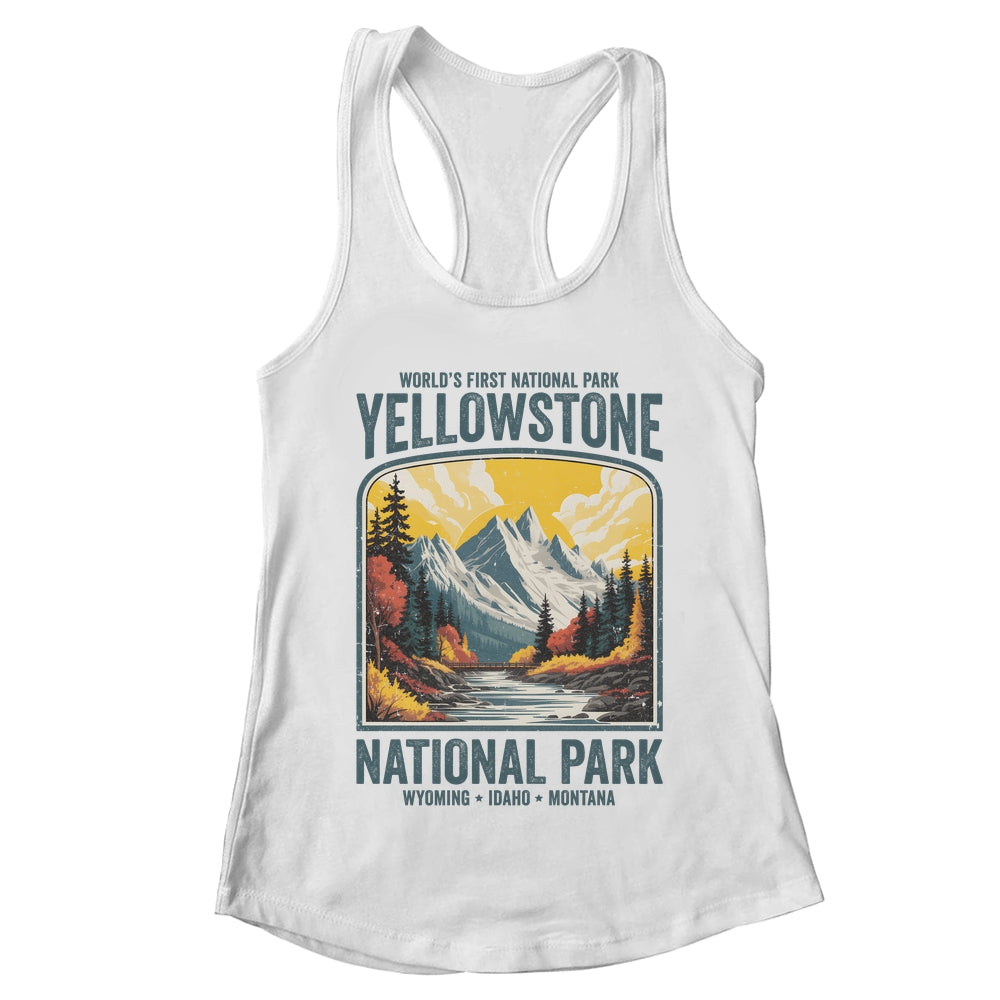 Yellowstone National Park Vintage Hiking Camping Nature Shirt & Tank Top | teecentury