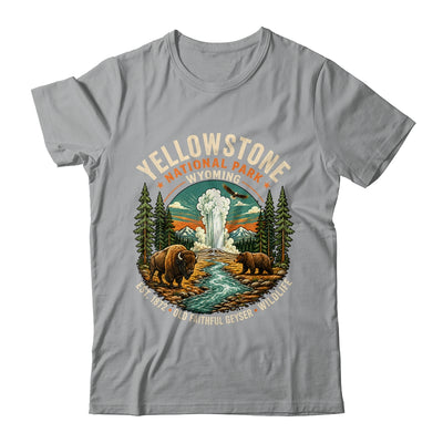 Yellowstone National Park Wyoming Bison Geyser Badge Travel Shirt & Tank Top | teecentury