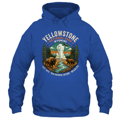 Yellowstone National Park Wyoming Bison Geyser Badge Travel Shirt & Tank Top | teecentury