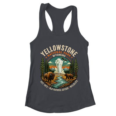 Yellowstone National Park Wyoming Bison Geyser Badge Travel Shirt & Tank Top | teecentury