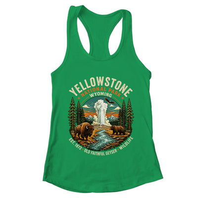 Yellowstone National Park Wyoming Bison Geyser Badge Travel Shirt & Tank Top | teecentury