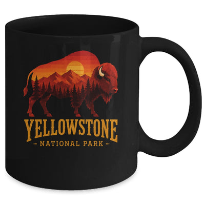 Yellowstone National Park Wyoming Retro Bison Sunset Vintage Mug | teecentury