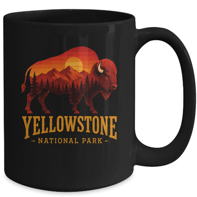 Yellowstone National Park Wyoming Retro Bison Sunset Vintage Mug | teecentury