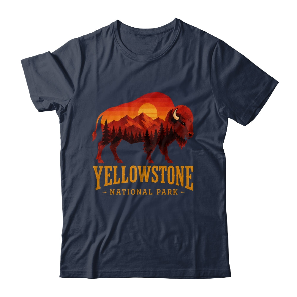 Yellowstone National Park Wyoming Retro Bison Sunset Vintage Shirt & Tank Top | teecentury