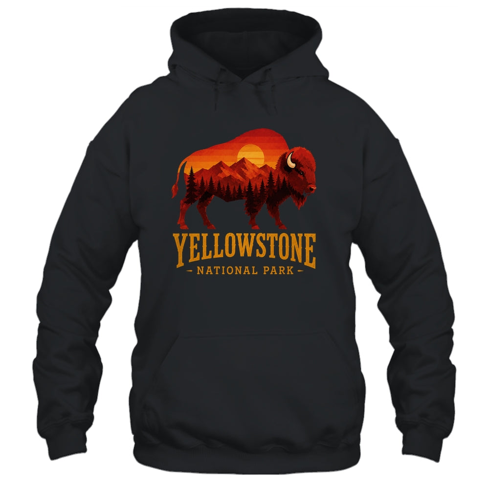 Yellowstone National Park Wyoming Retro Bison Sunset Vintage Shirt & Tank Top | teecentury
