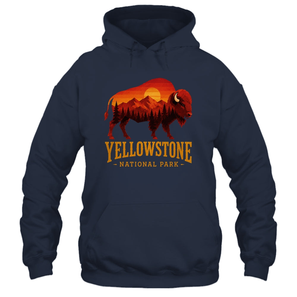 Yellowstone National Park Wyoming Retro Bison Sunset Vintage Shirt & Tank Top | teecentury