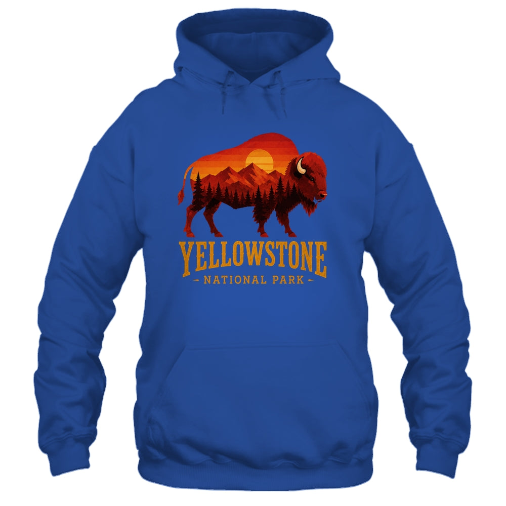 Yellowstone National Park Wyoming Retro Bison Sunset Vintage Shirt & Tank Top | teecentury