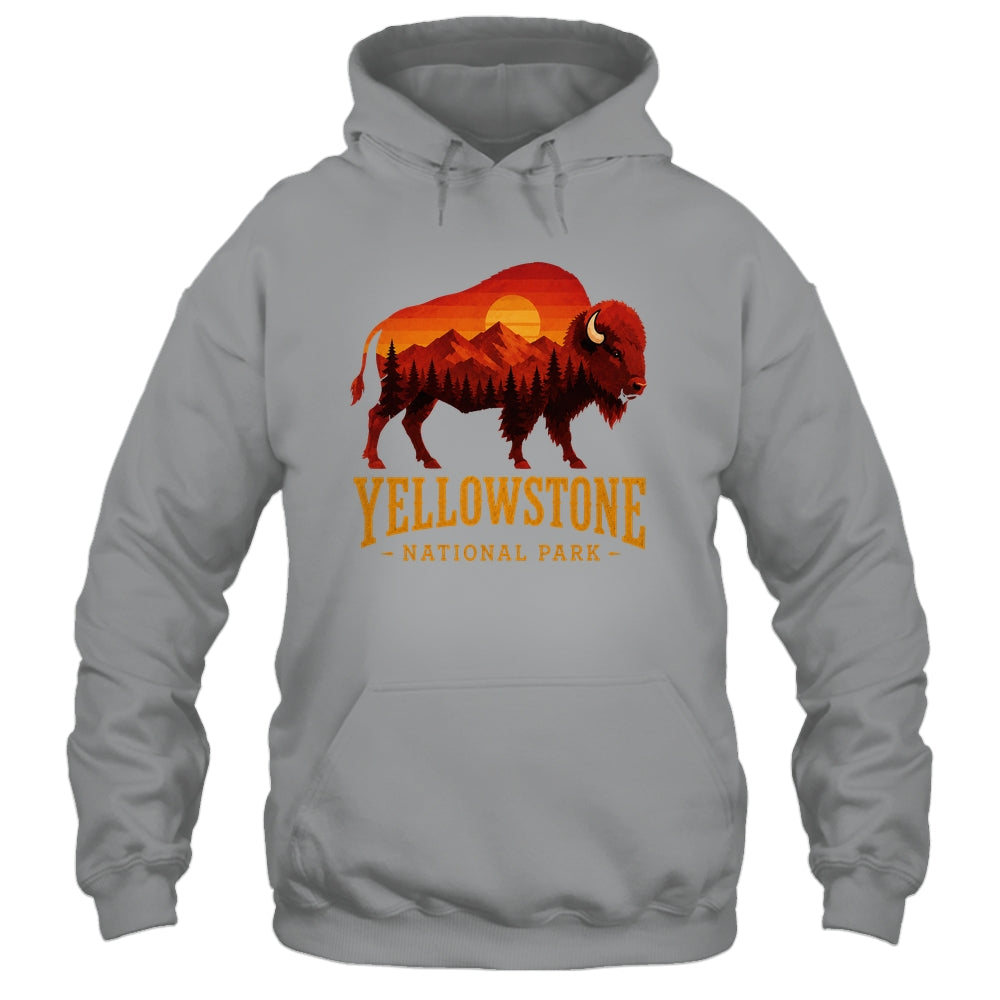 Yellowstone National Park Wyoming Retro Bison Sunset Vintage Shirt & Tank Top | teecentury