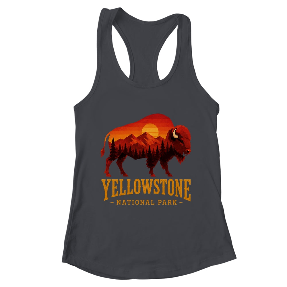 Yellowstone National Park Wyoming Retro Bison Sunset Vintage Shirt & Tank Top | teecentury