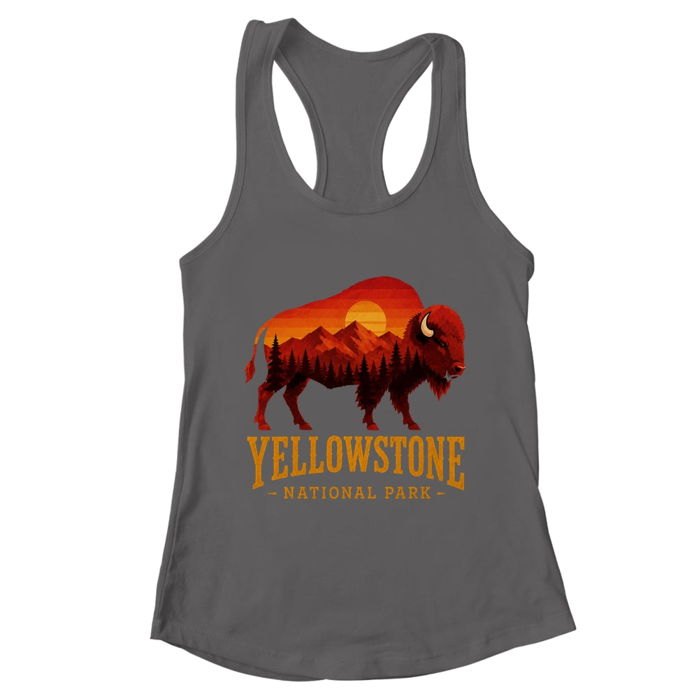 Yellowstone National Park Wyoming Retro Bison Sunset Vintage Shirt & Tank Top | teecentury