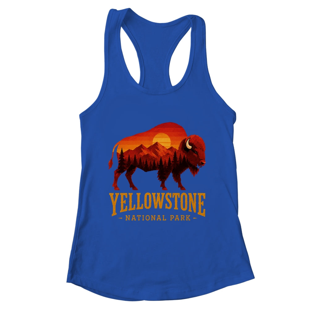 Yellowstone National Park Wyoming Retro Bison Sunset Vintage Shirt & Tank Top | teecentury
