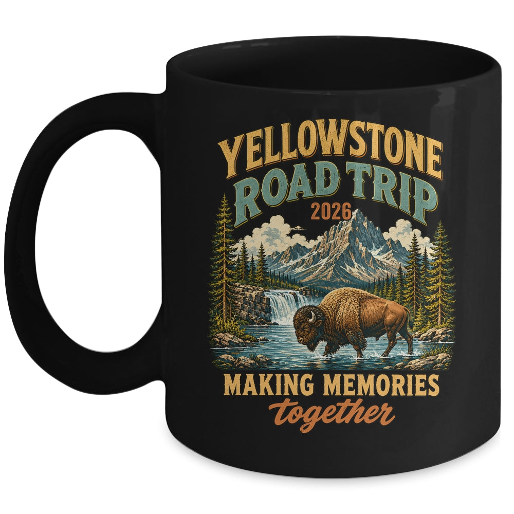 Yellowstone Road Trip 2026 Bison Waterfall Family Memories Mug | teecentury