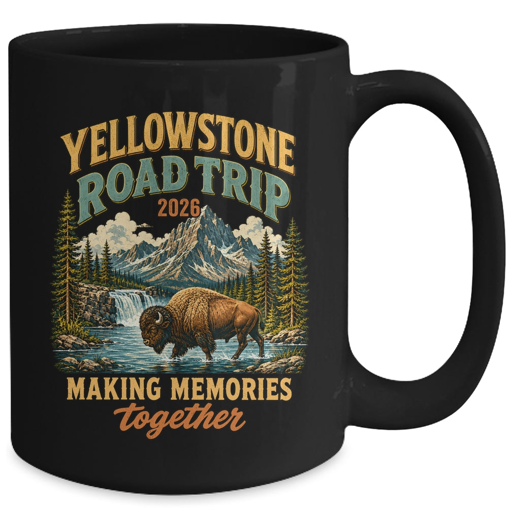 Yellowstone Road Trip 2026 Bison Waterfall Family Memories Mug | teecentury