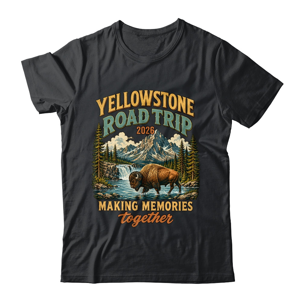 Yellowstone Road Trip 2026 Bison Waterfall Family Memories Shirt & Tank Top | teecentury