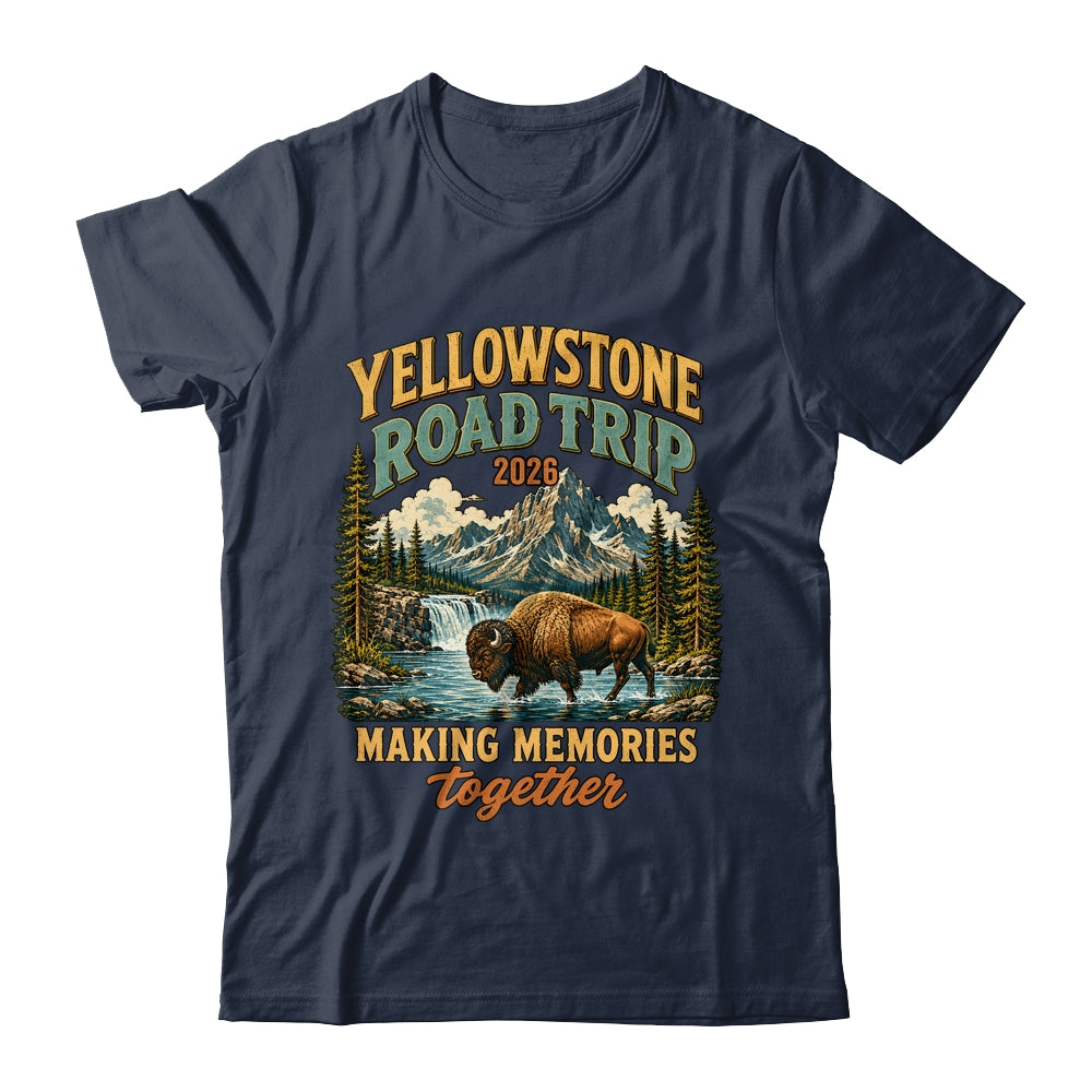 Yellowstone Road Trip 2026 Bison Waterfall Family Memories Shirt & Tank Top | teecentury