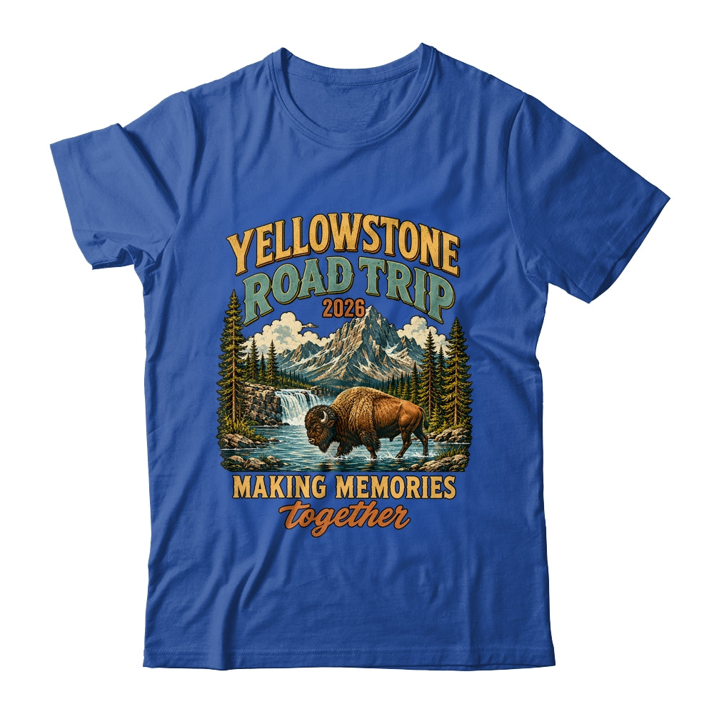 Yellowstone Road Trip 2026 Bison Waterfall Family Memories Shirt & Tank Top | teecentury