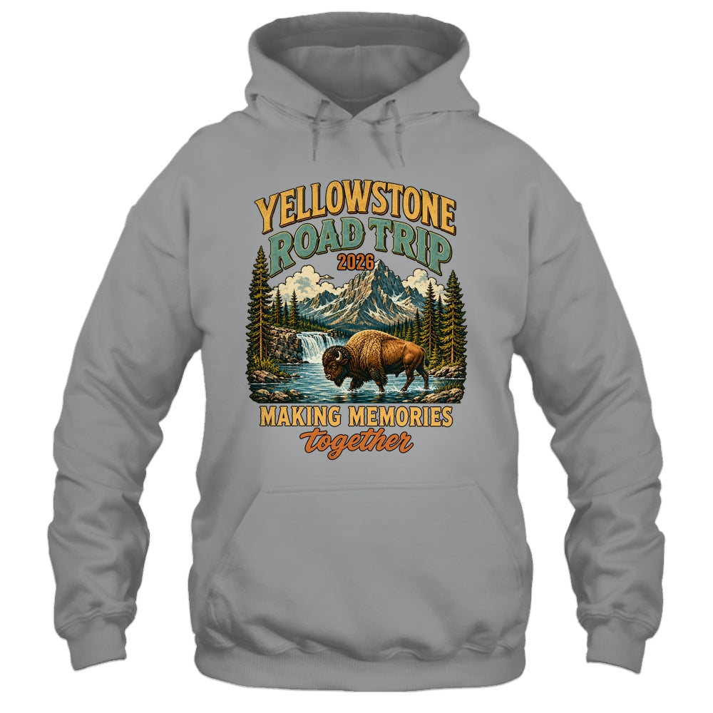 Yellowstone Road Trip 2026 Bison Waterfall Family Memories Shirt & Tank Top | teecentury