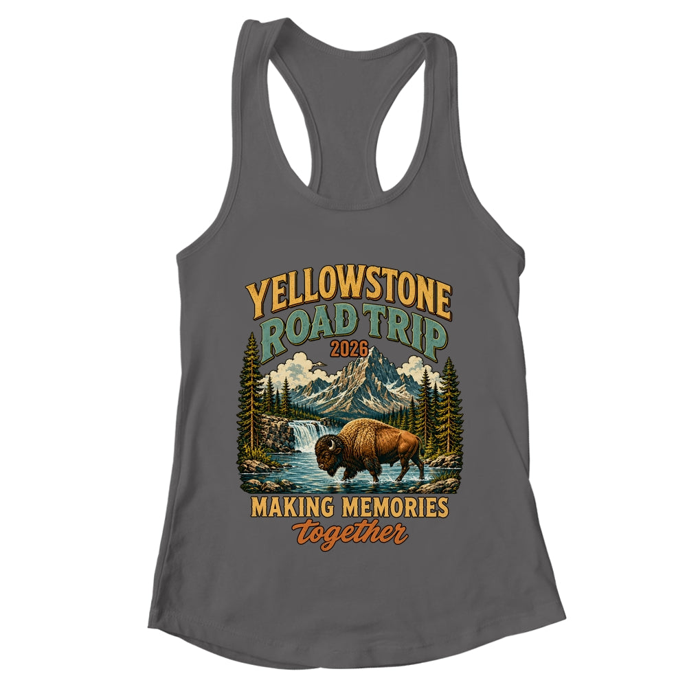 Yellowstone Road Trip 2026 Bison Waterfall Family Memories Shirt & Tank Top | teecentury