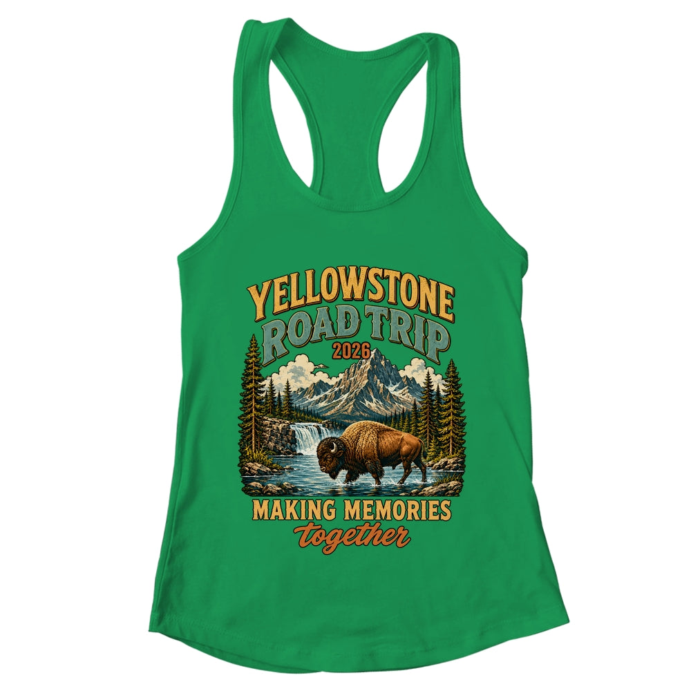 Yellowstone Road Trip 2026 Bison Waterfall Family Memories Shirt & Tank Top | teecentury