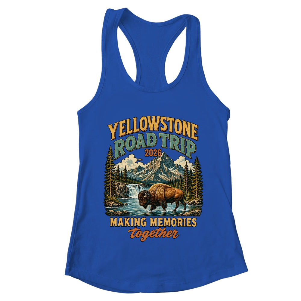 Yellowstone Road Trip 2026 Bison Waterfall Family Memories Shirt & Tank Top | teecentury