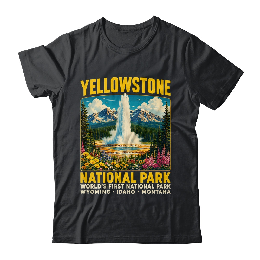 Yellowstone Road Trip 2026 National Park Retro Travel Art Shirt & Tank Top | teecentury