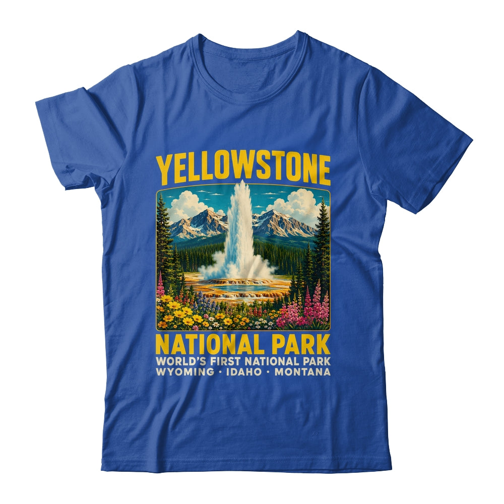 Yellowstone Road Trip 2026 National Park Retro Travel Art Shirt & Tank Top | teecentury