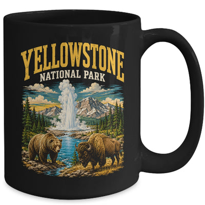 Yellowstone Us National Park Bear Wolf Bison Geyser Vintage Mug | teecentury