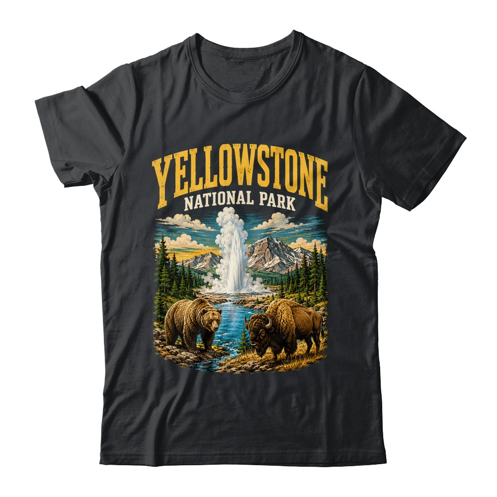 Yellowstone Us National Park Bear Wolf Bison Geyser Vintage Shirt & Tank Top | teecentury