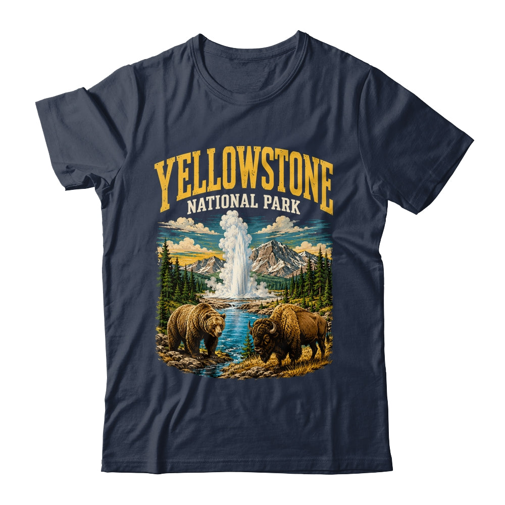 Yellowstone Us National Park Bear Wolf Bison Geyser Vintage Shirt & Tank Top | teecentury
