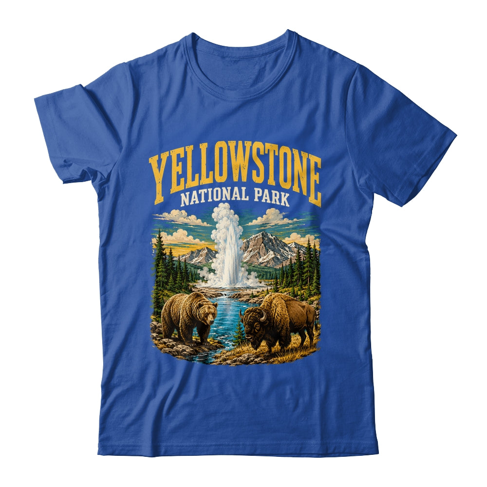 Yellowstone Us National Park Bear Wolf Bison Geyser Vintage Shirt & Tank Top | teecentury