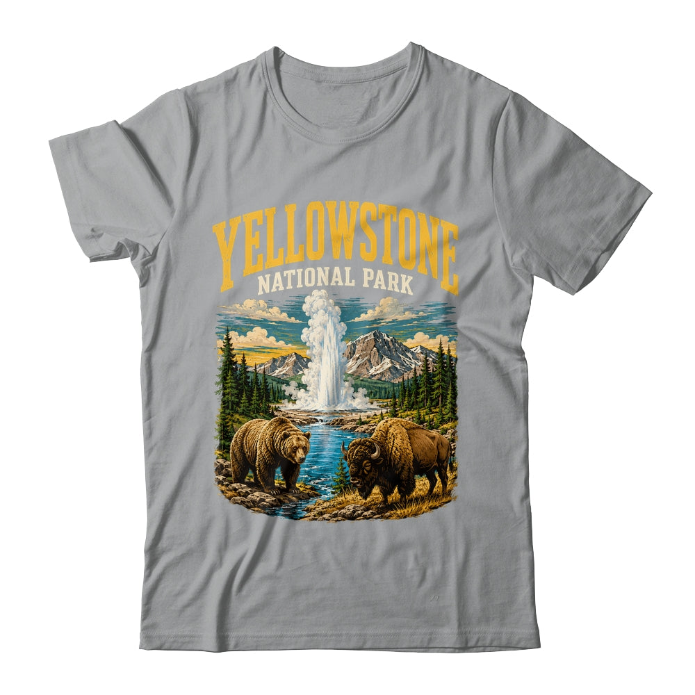 Yellowstone Us National Park Bear Wolf Bison Geyser Vintage Shirt & Tank Top | teecentury