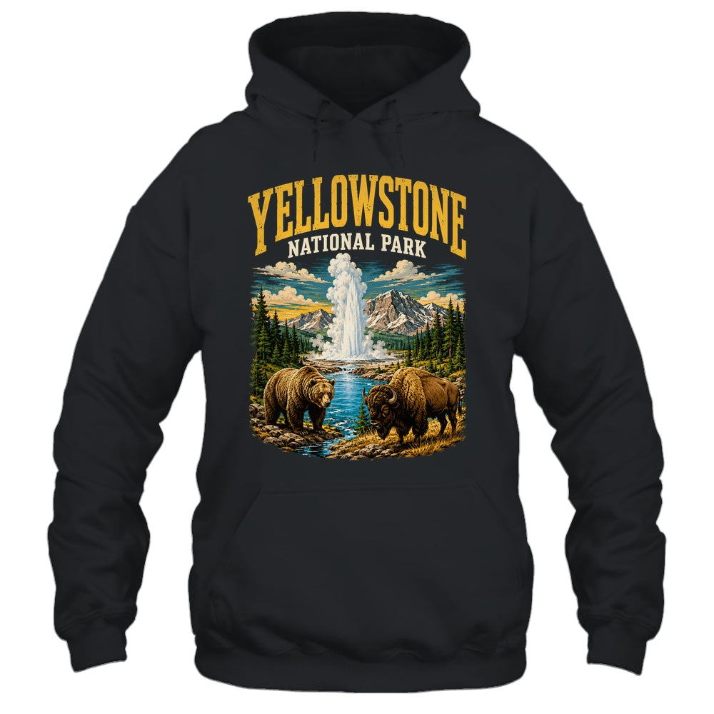Yellowstone Us National Park Bear Wolf Bison Geyser Vintage Shirt & Tank Top | teecentury