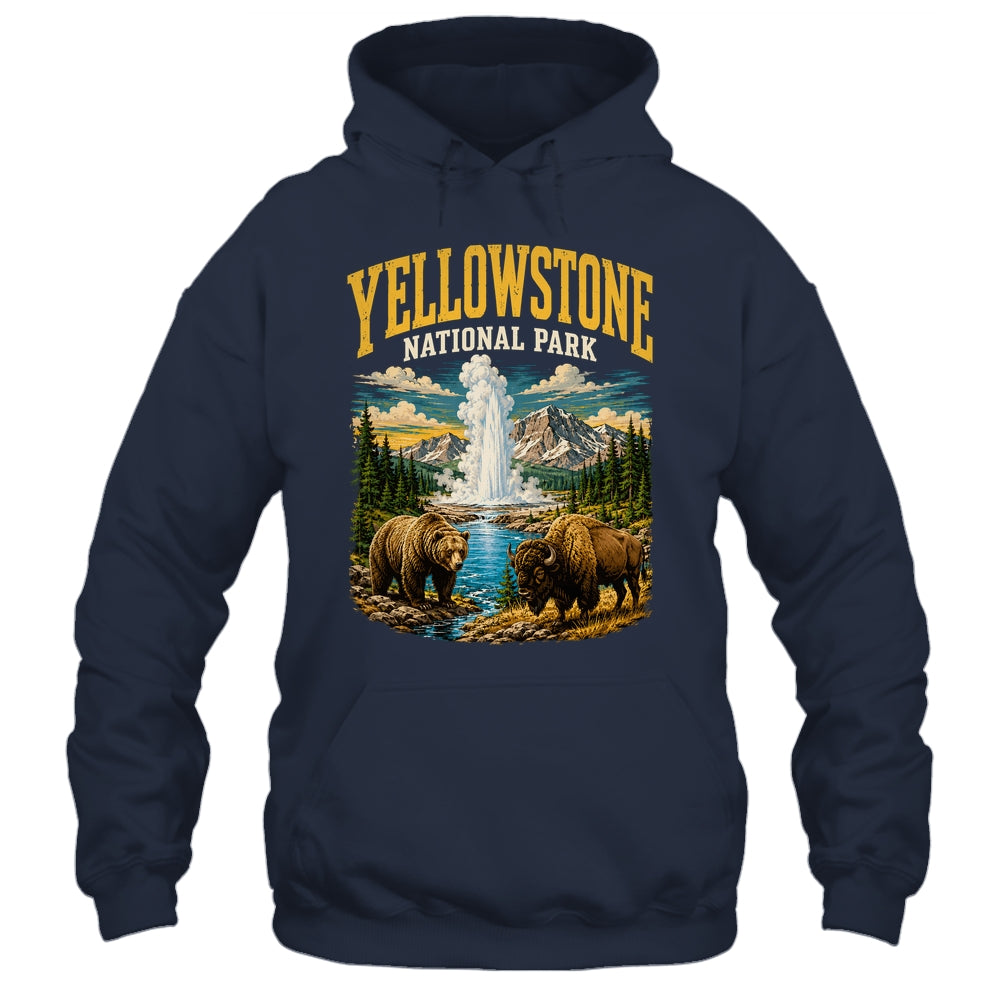 Yellowstone Us National Park Bear Wolf Bison Geyser Vintage Shirt & Tank Top | teecentury