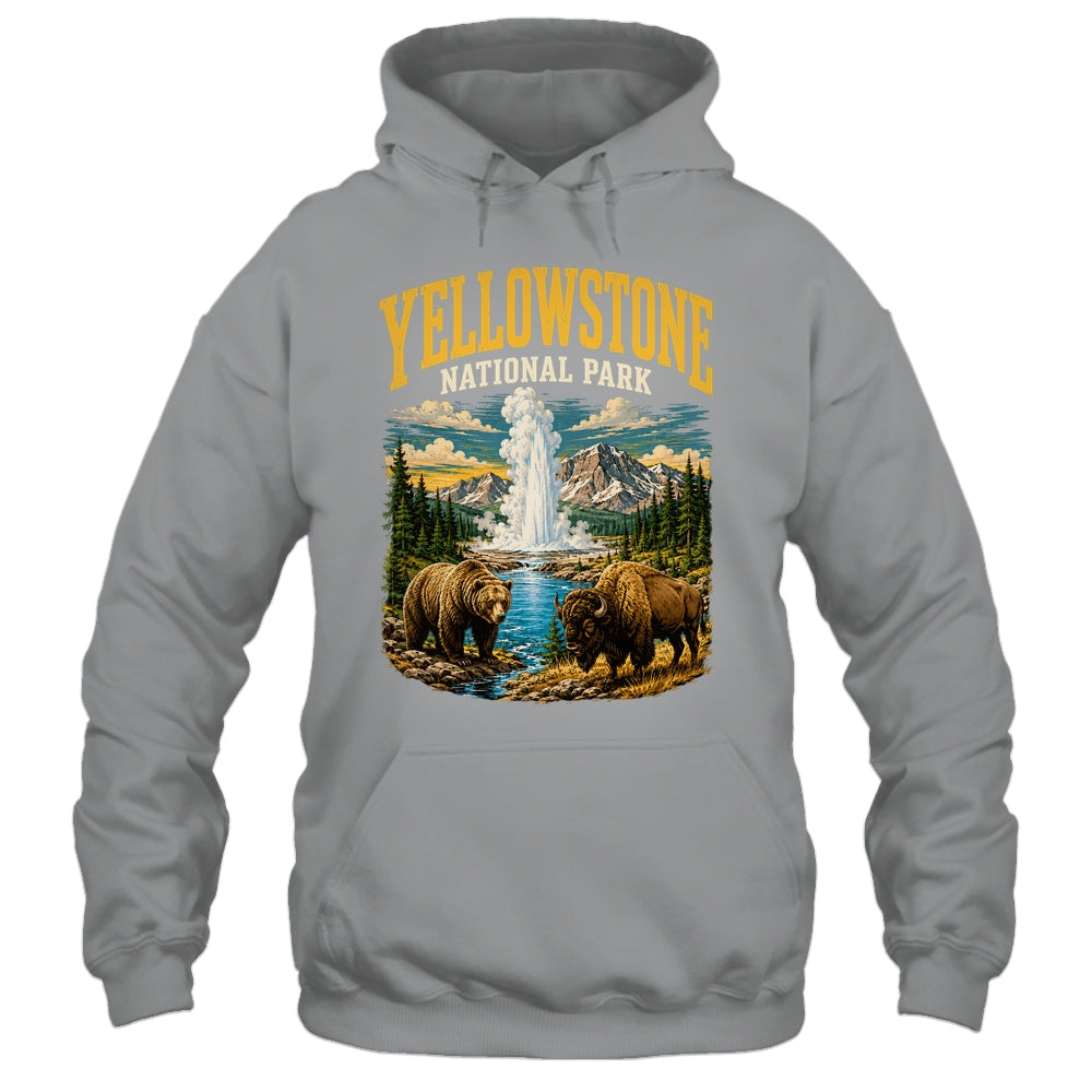 Yellowstone Us National Park Bear Wolf Bison Geyser Vintage Shirt & Tank Top | teecentury