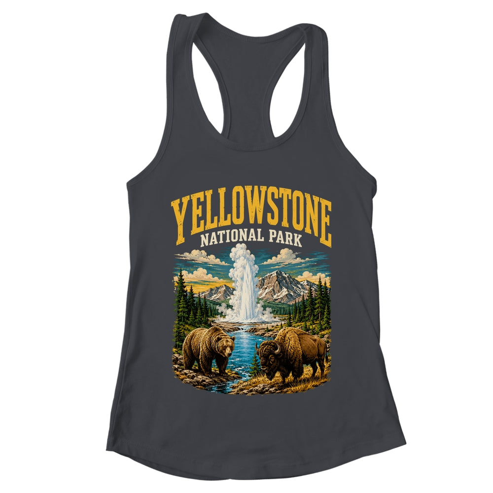 Yellowstone Us National Park Bear Wolf Bison Geyser Vintage Shirt & Tank Top | teecentury