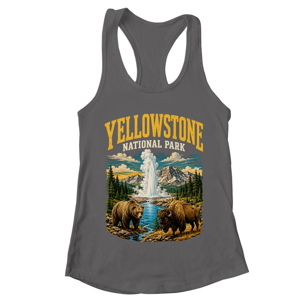 Yellowstone Us National Park Bear Wolf Bison Geyser Vintage Shirt & Tank Top | teecentury