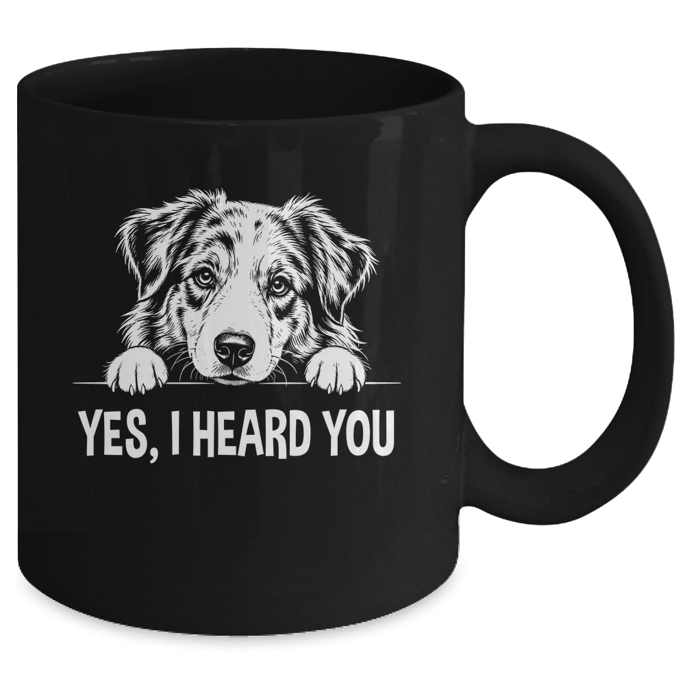 Yes I Heard You Line Art Australian Shepherd Dog Lovers Mug | teecentury