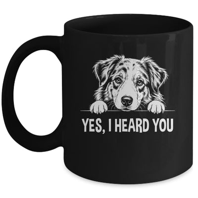 Yes I Heard You Line Art Australian Shepherd Dog Lovers Mug | teecentury